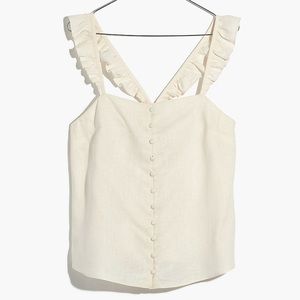 MADEWELL Sleeveless Ruffle Strap Front-Button Top size 00